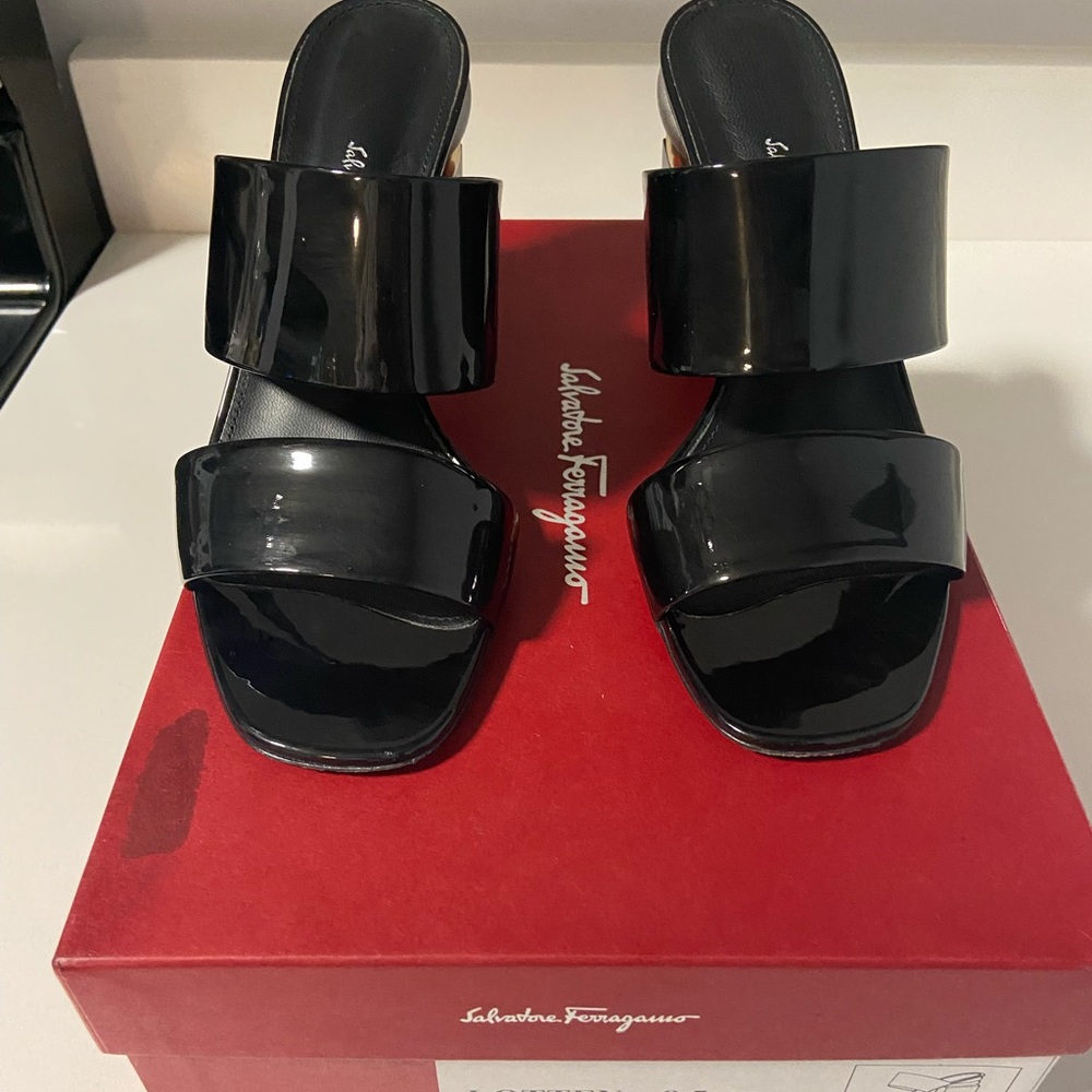 Ferragamo Lotten Block Heel Mules